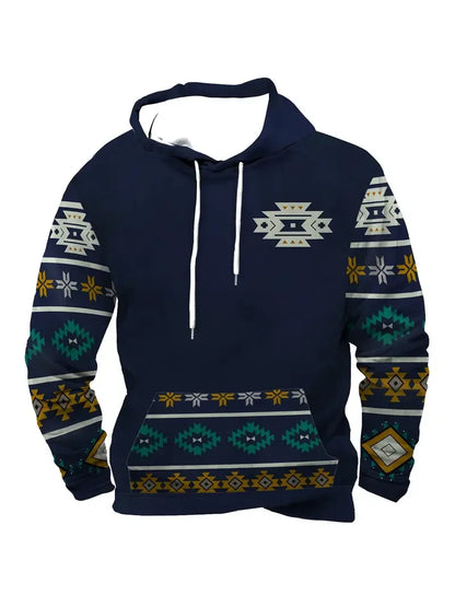 Herren Hoodie mit Hirsch-Motiv und Muster Ärmeln