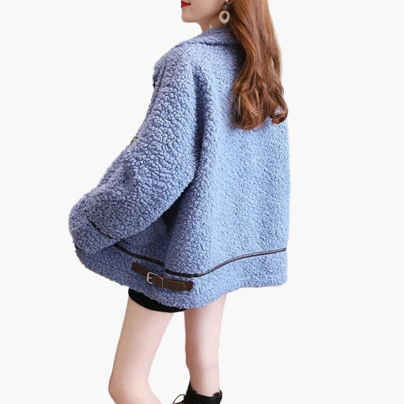 Damen Teddyfell Kurzjacke – Modische Übergangsjacke für Herbst und Winter, lässig und warm