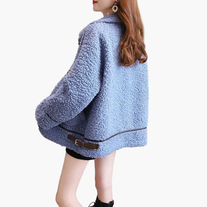 Damen Teddyfell Kurzjacke – Modische Übergangsjacke für Herbst und Winter, lässig und warm