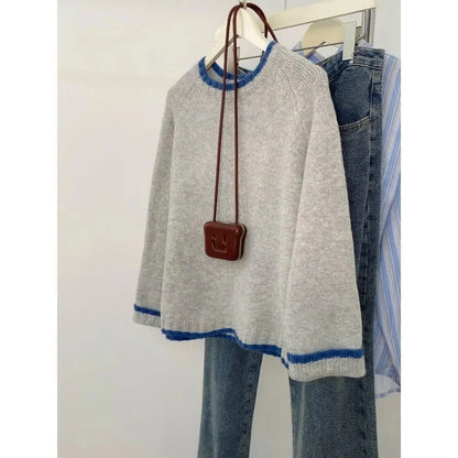 Damen Pullover im lässigen Herbststil mit Rundhalsausschnitt – Bequemer Basic-Strick für Alltag und Freizeit