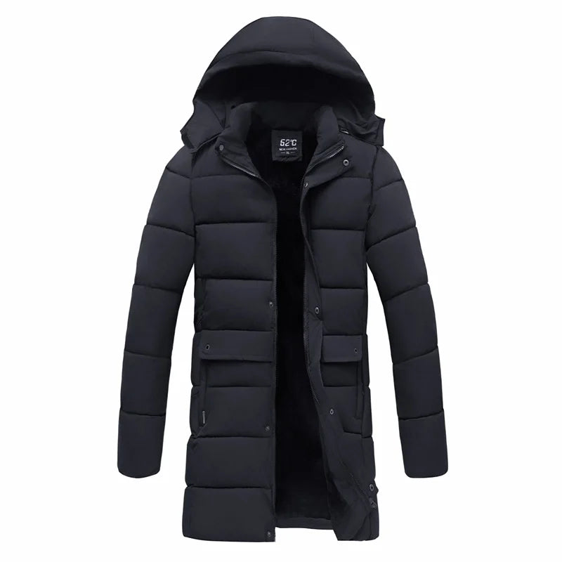 Langer Herren Winterparka mit Kapuze - Gepolsterte Winterjacke