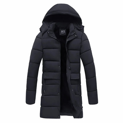 Langer Herren Winterparka mit Kapuze - Gepolsterte Winterjacke