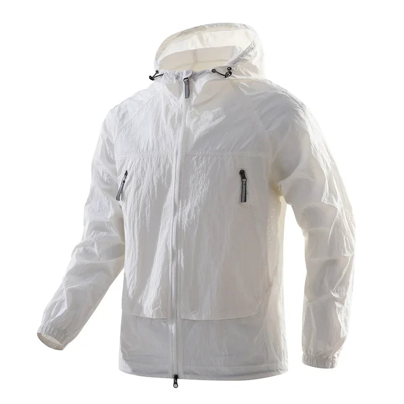 Leichte Kapuzenjacke Unisex Windjacke mit Reißverschlusstaschen Grün