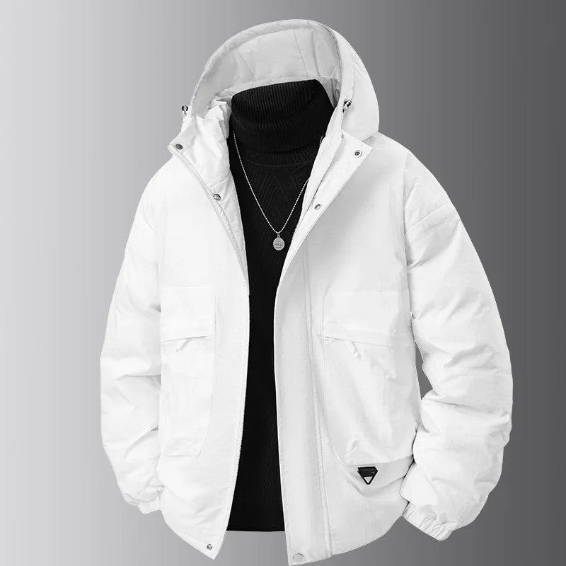 Herren Jacke mit Kapuze Braun Gemustert