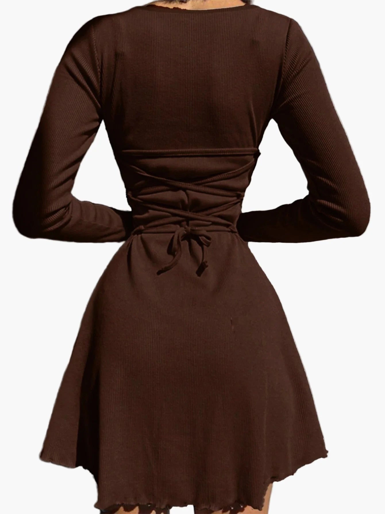 Damen Figurbetontes Stretch-Kleid mit Langarm – Elegantes Freizeit- und Ausgehkleid, Modernes Design