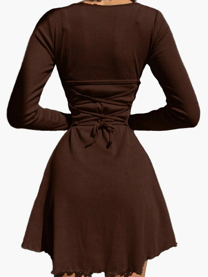 Damen Figurbetontes Stretch-Kleid mit Langarm – Elegantes Freizeit- und Ausgehkleid, Modernes Design