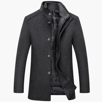 Herren Winter Veganer Wollmantel – Klassischer Business Mantel für Büro und Alltag