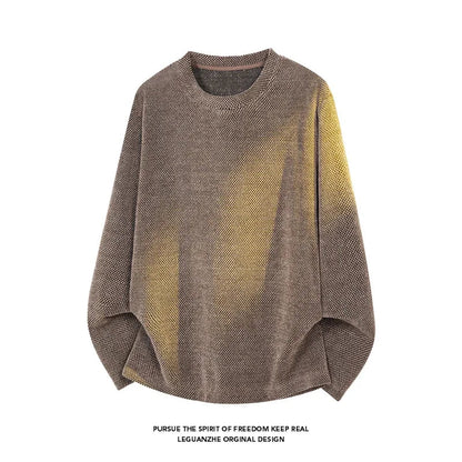 Unisex Langarmshirt Strickoptik Oversize Passform Rundhalsausschnitt