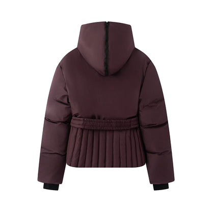 Damen Steppjacke mit Gürtel & Stehkragen, Kurz geschnitten