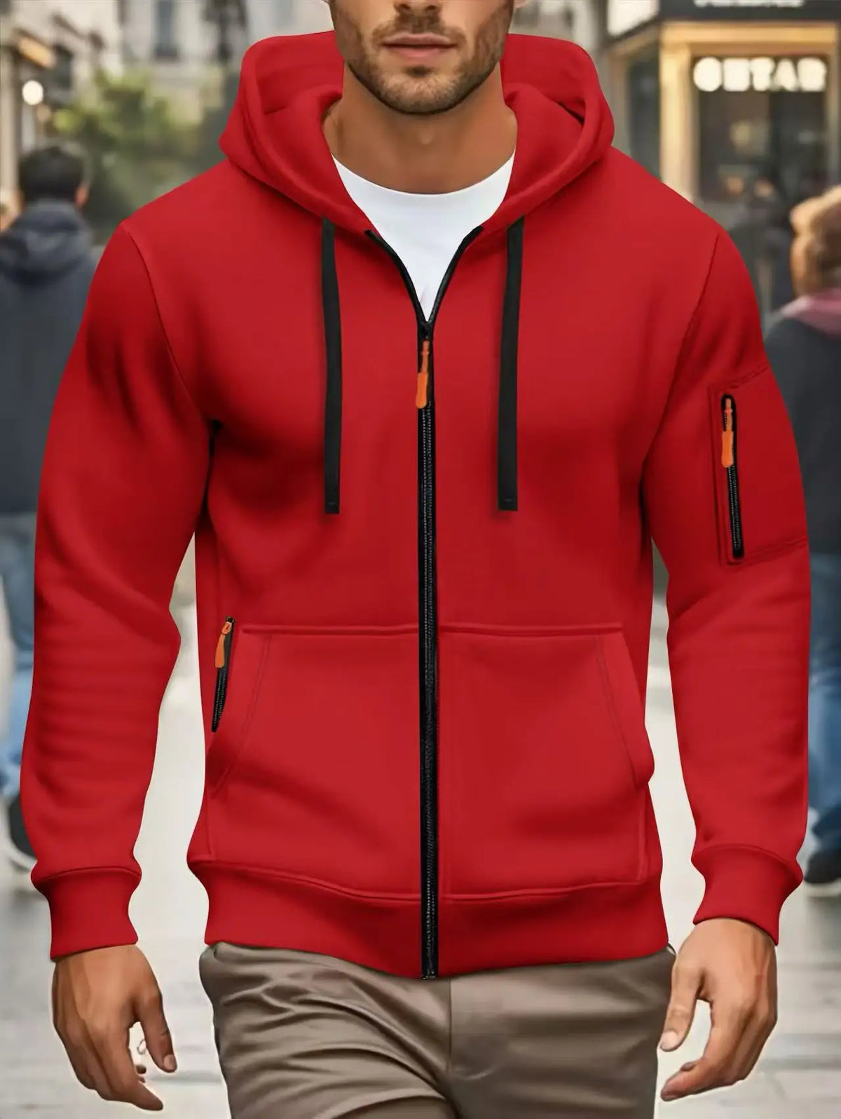 Herren Kapuzenjacke mit Reißverschluss und Kontrastdetails