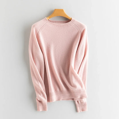 Damen Rundhals Pullover Langarm Feinstrick