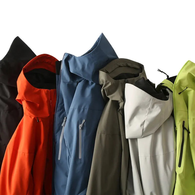Unisex Kapuzenjacke Outdoor Wanderjacke mit Reißverschlusstaschen