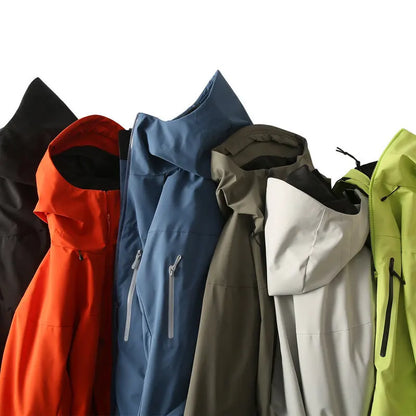 Unisex Kapuzenjacke Outdoor Wanderjacke mit Reißverschlusstaschen