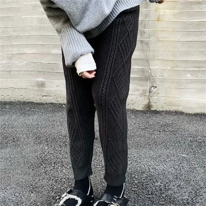 Strickhose Damen Kabelmuster Gemütliche Freizeithose