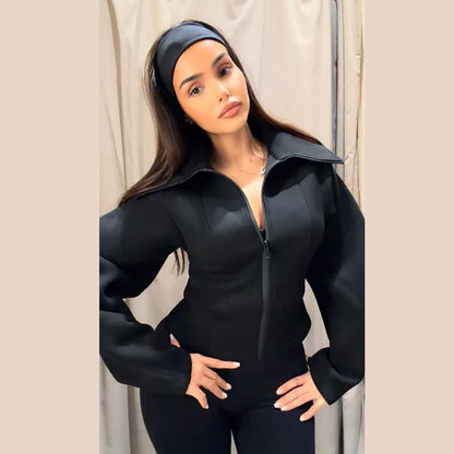 Damen Sportliche Jacke mit Stehkragen Reißverschluss