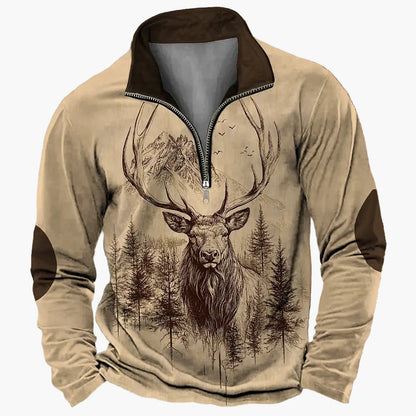 Herren Half-Zip Pullover mit Jagdmotiv