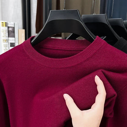 Unisex Langarm Pullover Rundhalsausschnitt Feinstrick Bequem