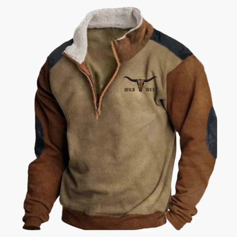 Herren Fleece Pullover mit Ethno Muster und Wildwest-Charme – Outdoor & Freizeit