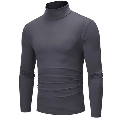 Herren Rollkragenpullover Langarmshirt Eng Anliegend