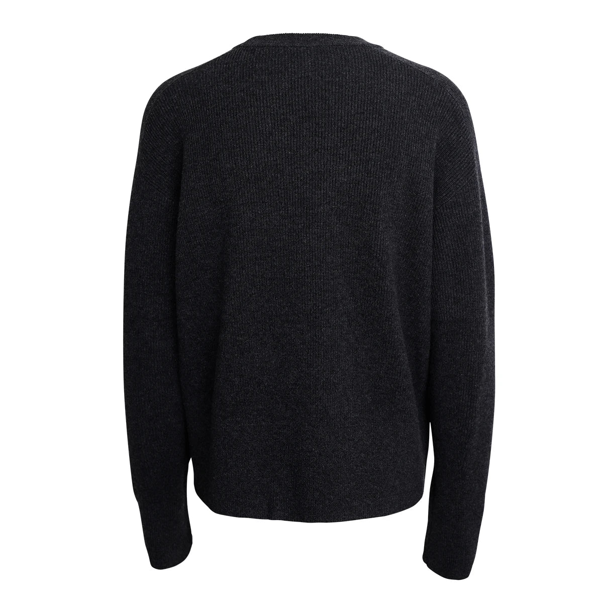 Damen Pullover gerippt Rundhals Langarm Strickpullover