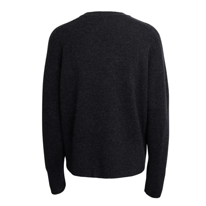 Damen Pullover gerippt Rundhals Langarm Strickpullover