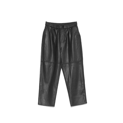 Damen Hose elastischer Bund Knöchellang Schwarz