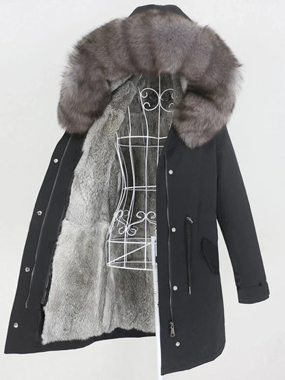 Winterparka mit Kapuze und Futter in Felloptik