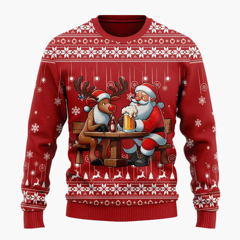 Herren Ugly Christmas Sweater mit Santa und Bier – Lustiger Weihnachtspullover für Weihnachten & Partys