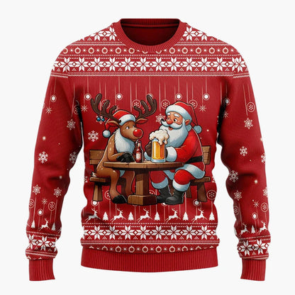 Herren Ugly Christmas Sweater mit Santa und Bier – Lustiger Weihnachtspullover für Weihnachten & Partys