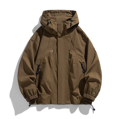 Unisex Kapuzenjacke mit Reißverschlüssen und Kordelzug, Casual Übergangsjacke