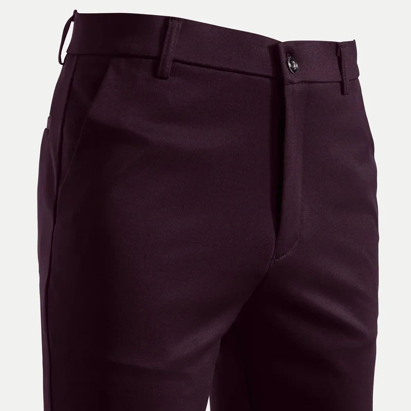 Herren Stoffhose Slim Fit mit Knopfverschluss und Gürtelschlaufen