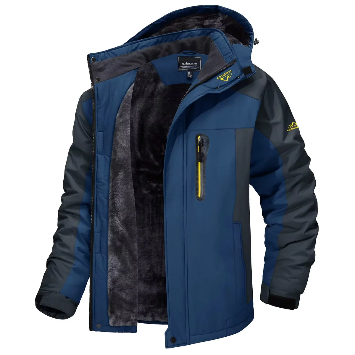 Herren Winterjacke mit Kapuze Gefütterte Outdoor-Jacke Wasserabweisend Warm