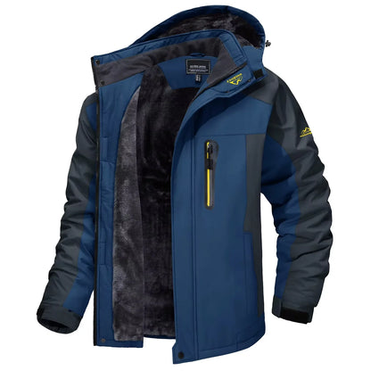 Herren Winterjacke mit Kapuze Gefütterte Outdoor-Jacke Wasserabweisend Warm