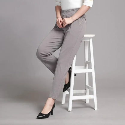 Damen Freizeithose mit elastischem Bund & Zierknöpfen