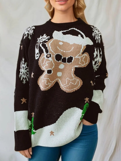Damen Weihnachtspullover mit Lebkuchenmann-Motiv