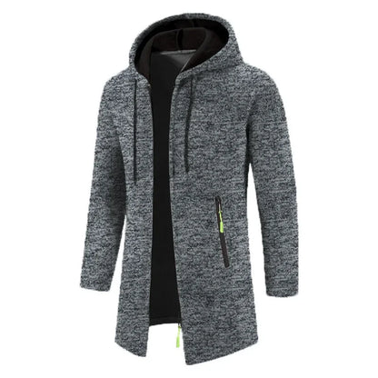 Herren Kapuzenjacke Melange-Optik Langarm Reißverschlusstaschen Offener Schnitt