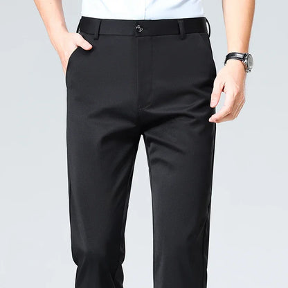 Herren Business Hose Schwarz Gerader Schnitt Elegant