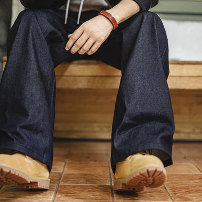 Weite Herren Jeanshose Dunkelblau Denim Look Loose Fit