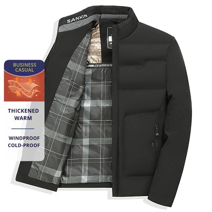 Herren Business Casual Winterjacke – Winddicht, Kältefest, Dick Gefüttert