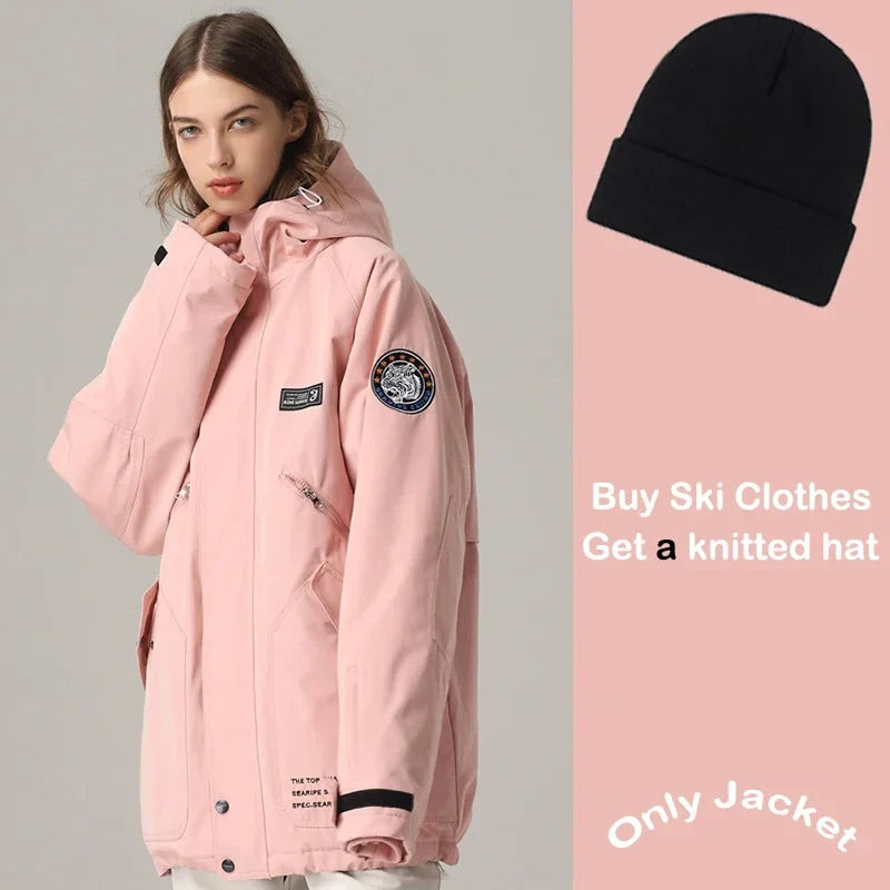 Unisex Winter Skijacke mit Kapuze & Reißverschluss Wasserdichte Winterjacke