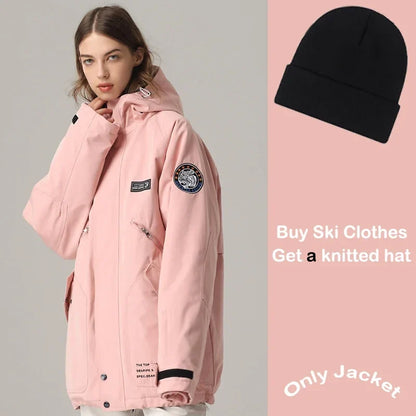 Unisex Winter Skijacke mit Kapuze & Reißverschluss Wasserdichte Winterjacke