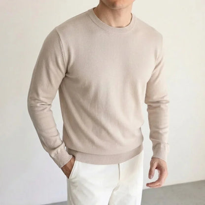 Herren Rundhals Pullover Feinstrick Langarm