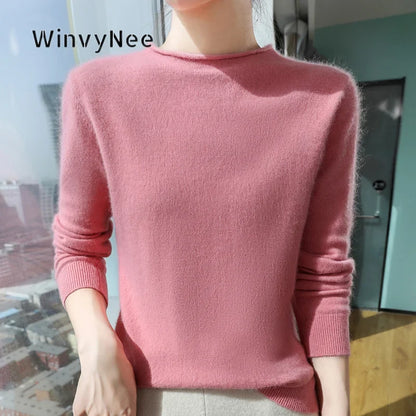 Damen Pullover Rundhals Langarm Strickpullover Weiches Material