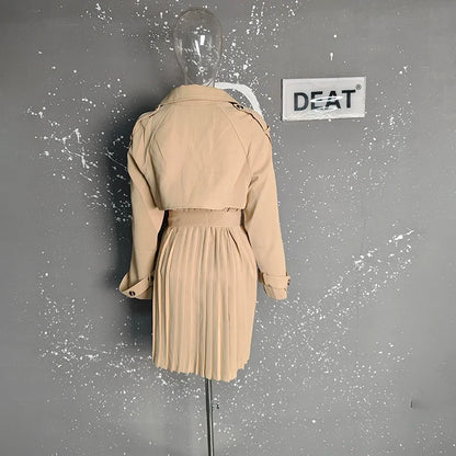 Damen Trenchcoat mit Faltenrock-Detail, beige