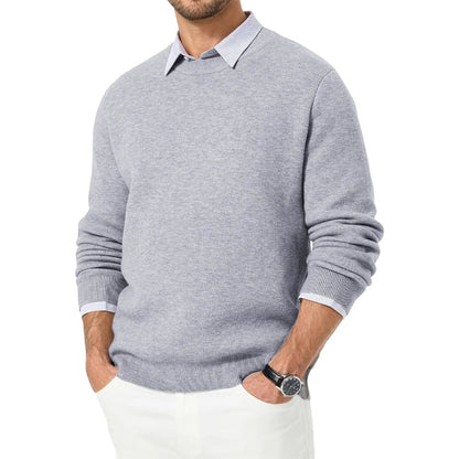Herren Rundhals Pullover Langarm Basic Strickpullover für Männer