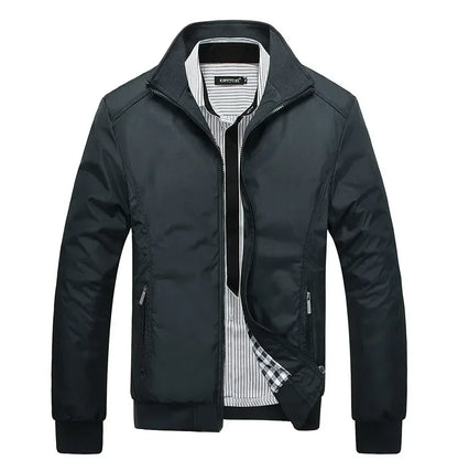 Herren Freizeit Bomberjacke mit Stehkragen und Reißverschluss, Windbreaker Übergangsjacke