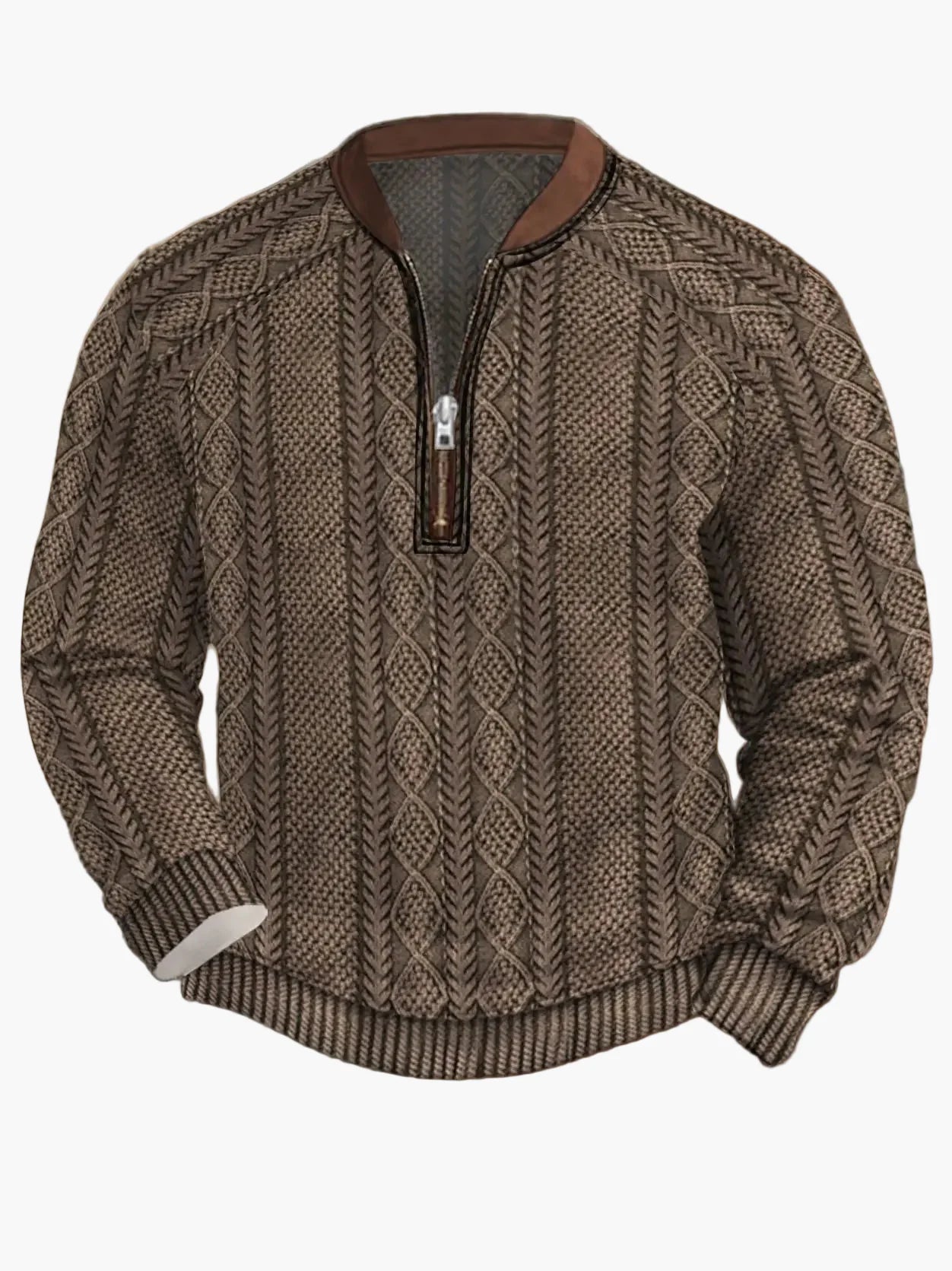 Herren Strickpullover im Street Style mit halbem Reißverschluss – Modischer Freizeitpullover für Frühling und Herbst