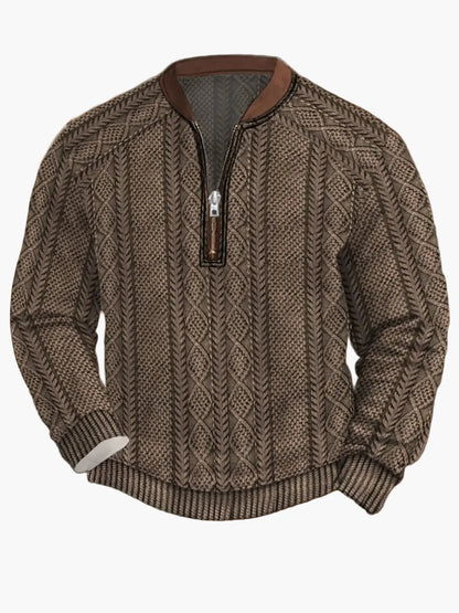 Herren Strickpullover im Street Style mit halbem Reißverschluss – Modischer Freizeitpullover für Frühling und Herbst