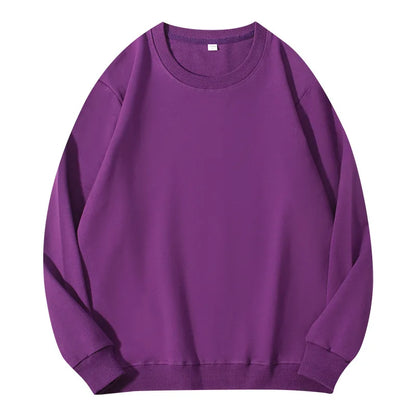 Unisex Langarm Sweatshirt Rundhalsausschnitt Freizeit Pullover Einfarbig