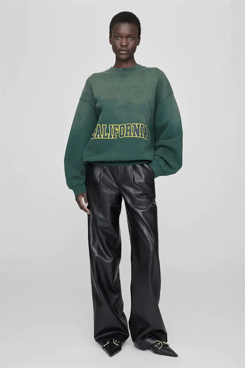 Damen Oversize Sweatshirt Rundhals Grau mit „PARIS“-Schriftzug